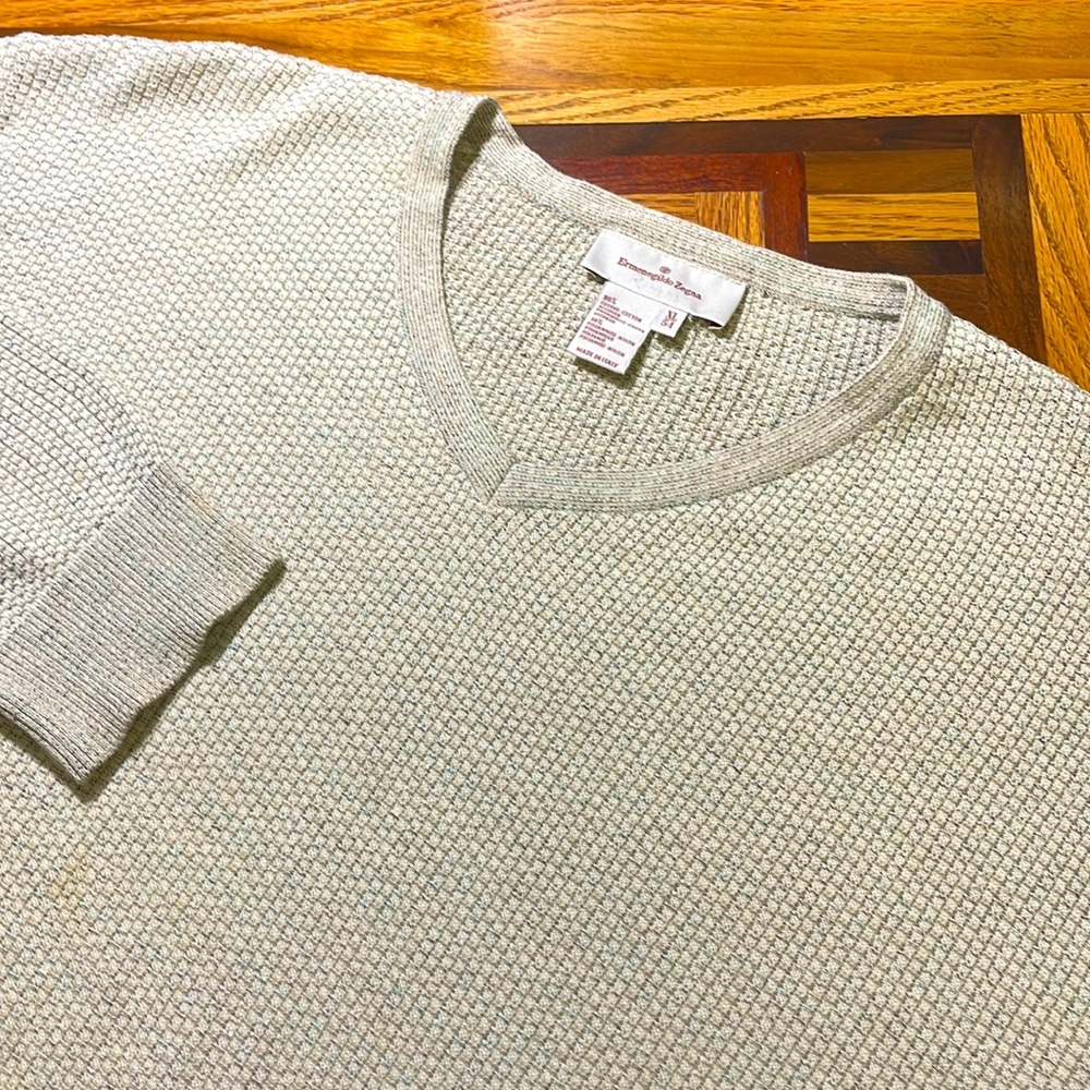 Ermenegildo Zegna Light Gray V-Neck Sweater